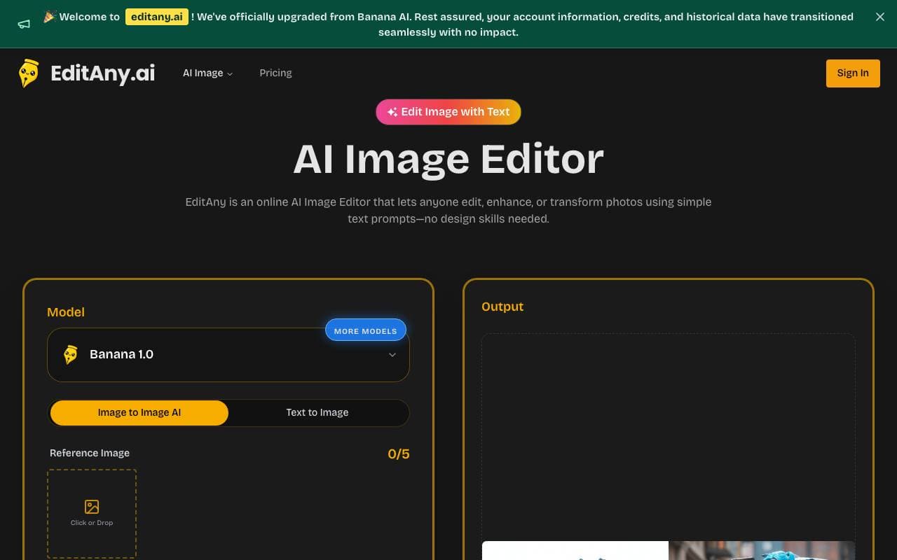Banana AI interface preview