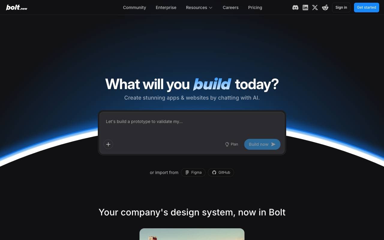 Bolt AI interface preview