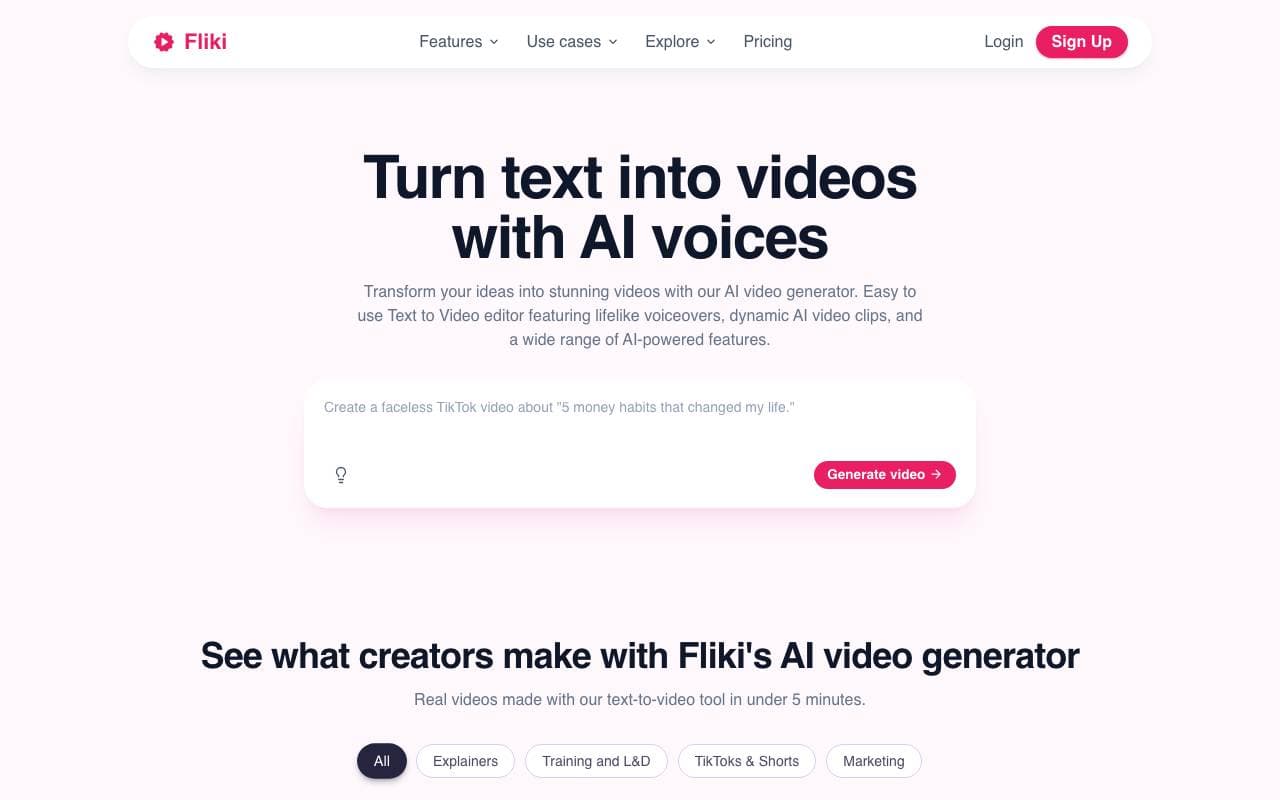 Fliki AI interface preview