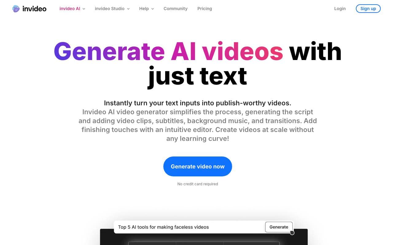 InVideo AI interface preview
