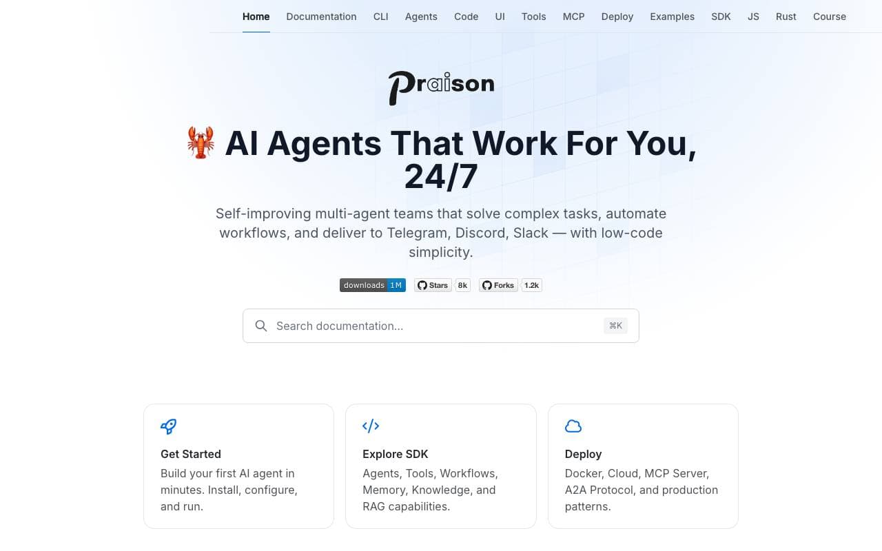 Praison AI interface preview