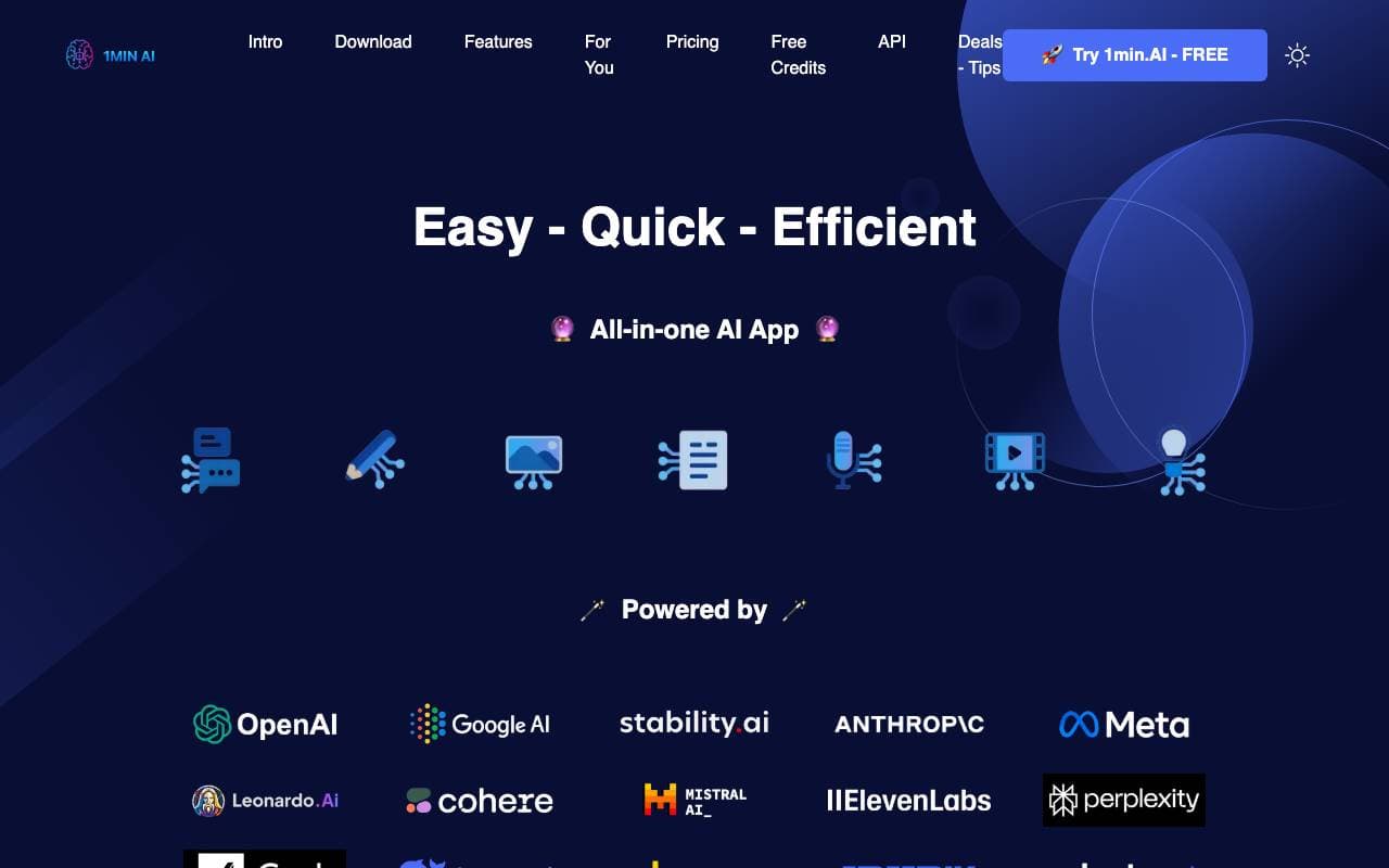 1min.AI interface preview