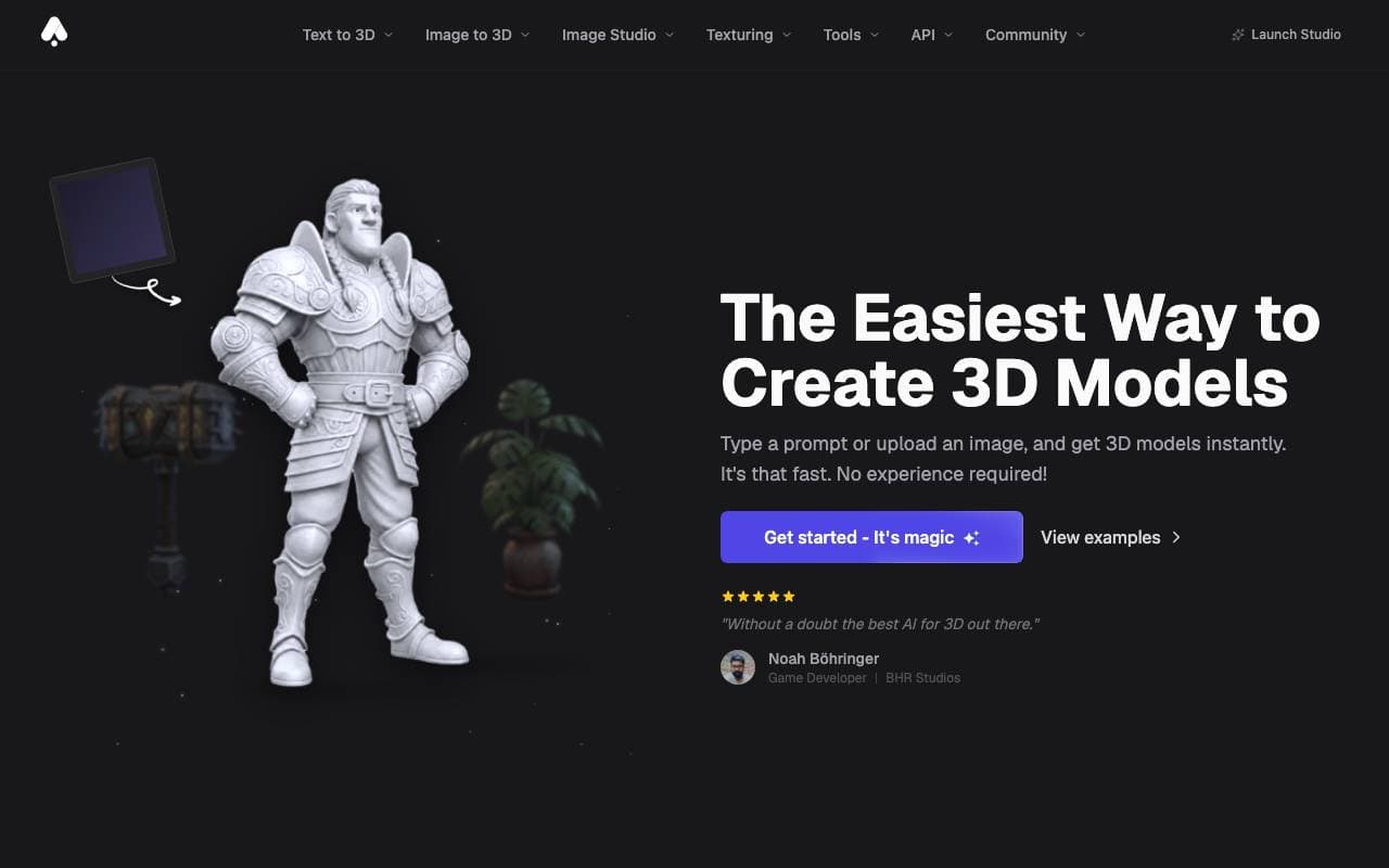 3D AI Studio interface preview