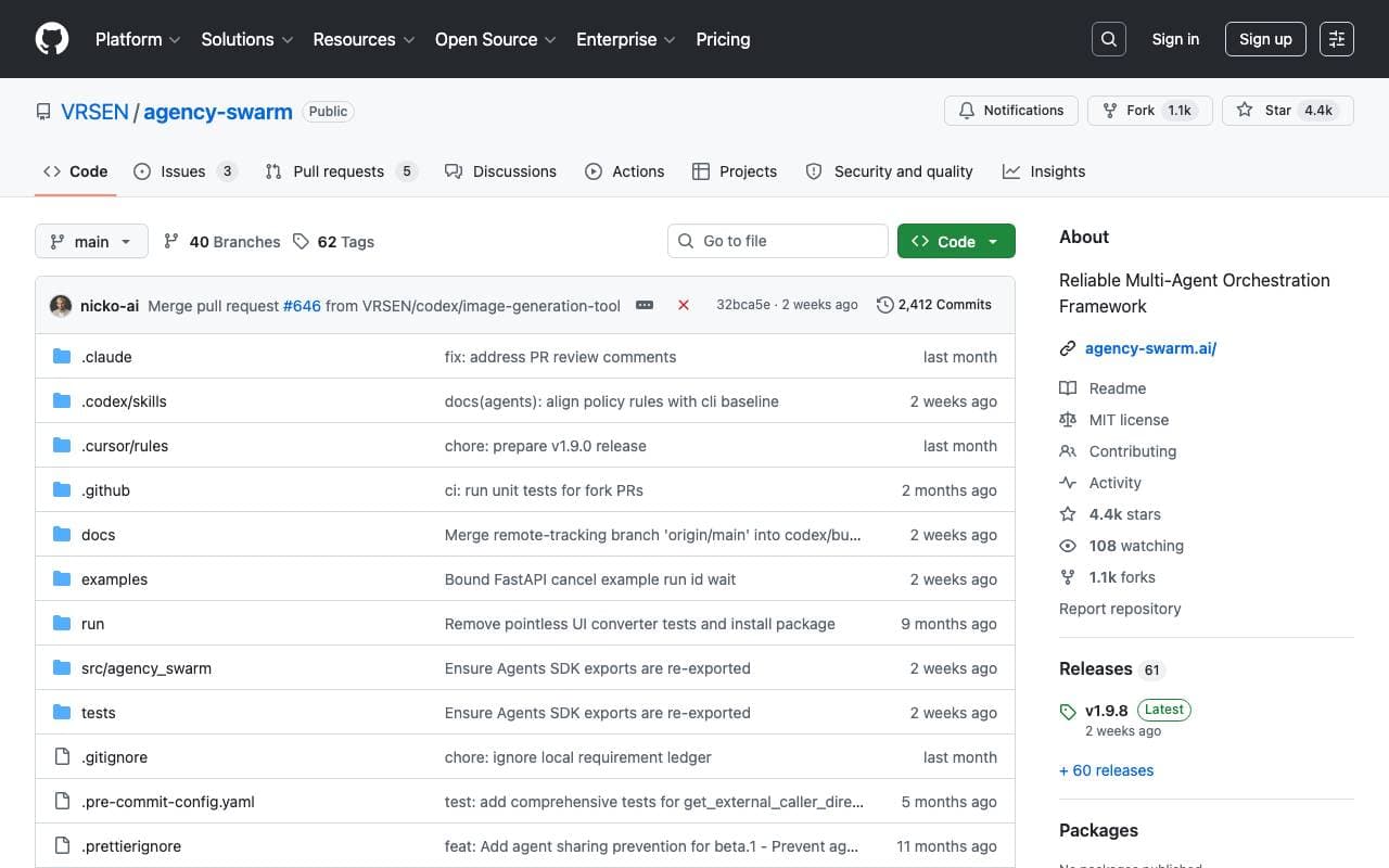 Agency Swarm interface preview