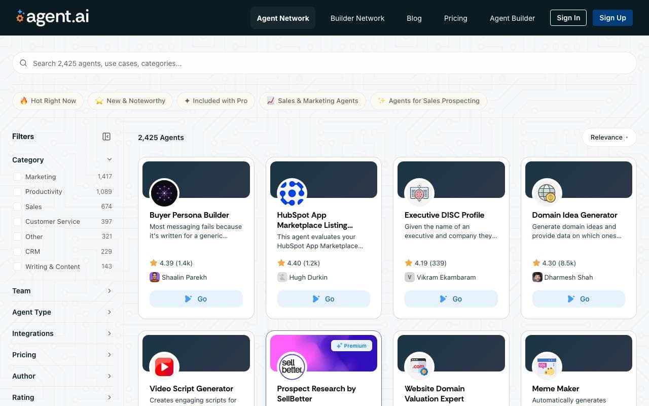 Agent.ai interface preview