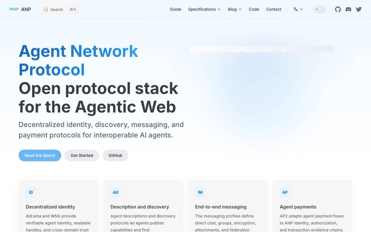 Agent Network Protocol interface preview