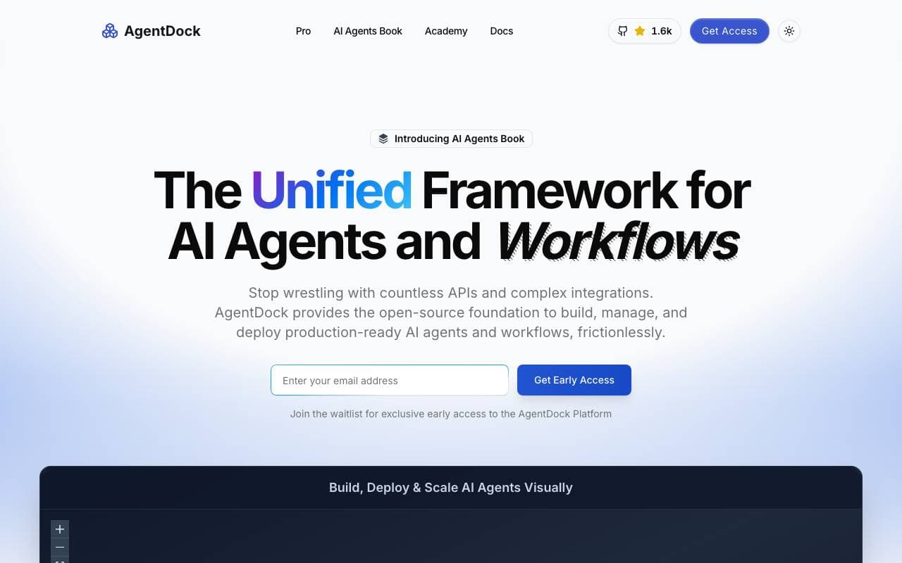 AgentDock interface preview