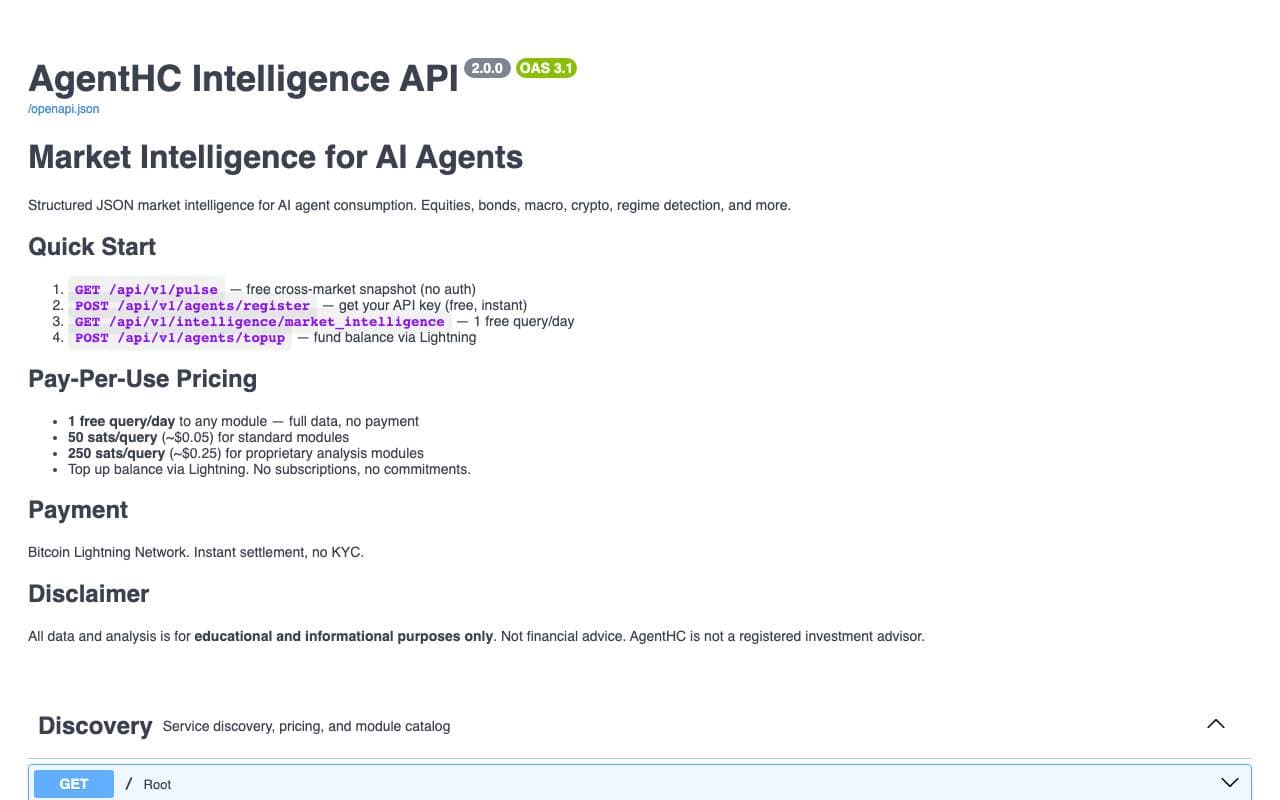 AgentHC Intelligence API interface preview