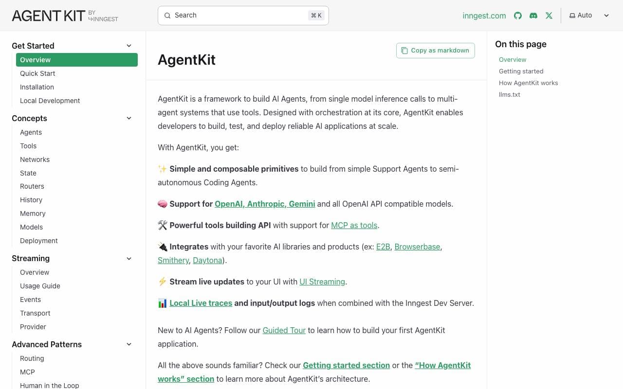 AgentKit by Inngest interface preview