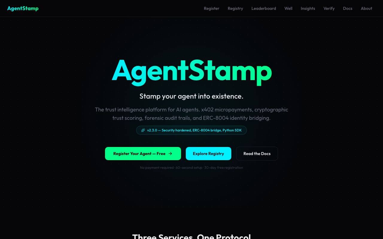 AgentStamp interface preview