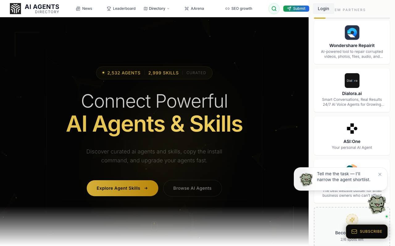 AI Agents Directory interface preview