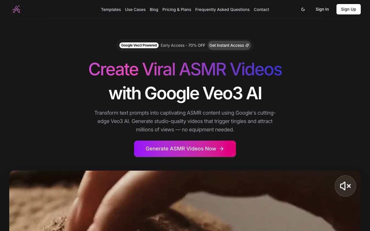 AI ASMR VIDEO interface preview