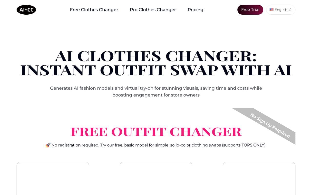 AI Clothes Changer interface preview