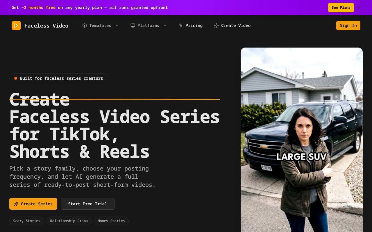 AI Faceless Video Generator interface preview