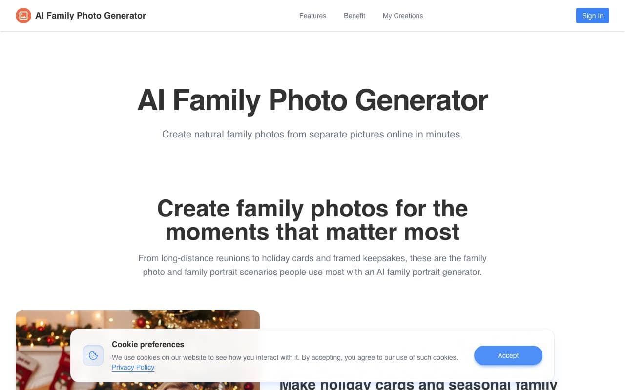 AI Family Photo Generator interface preview