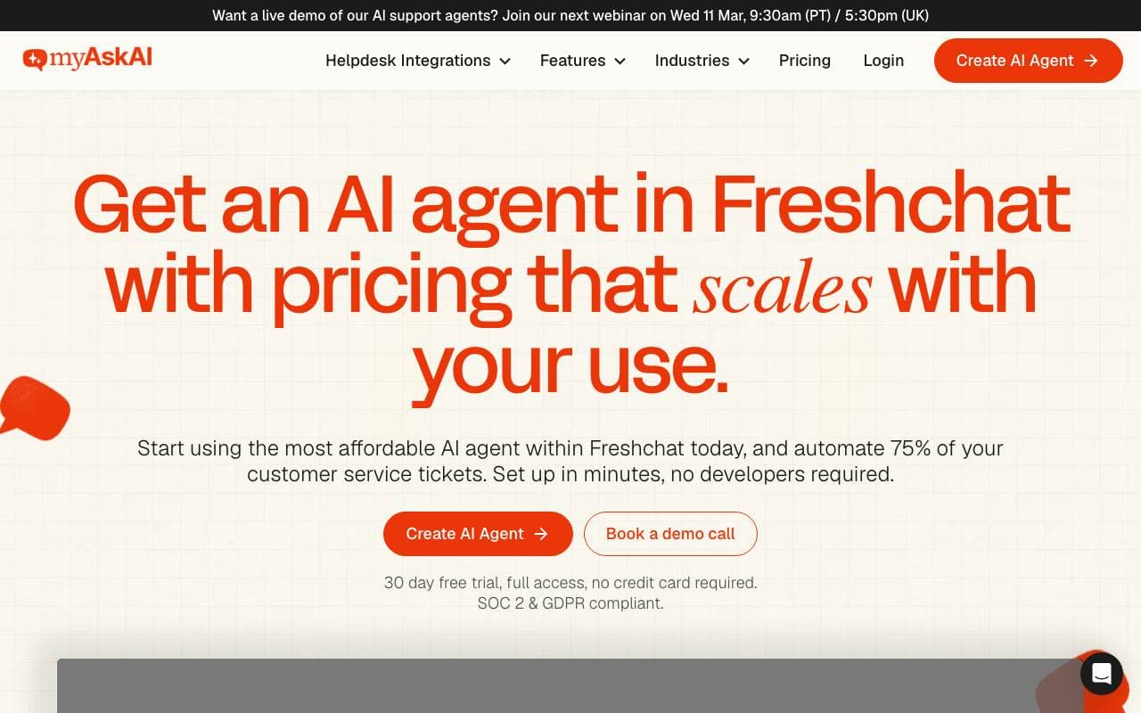 AI Freshchat Support Agent interface preview