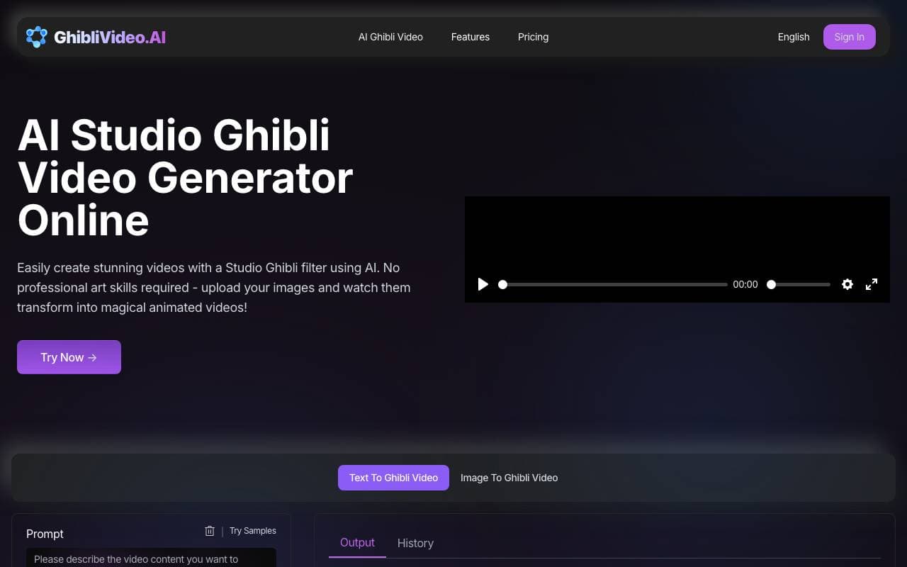AI Ghibli Video interface preview