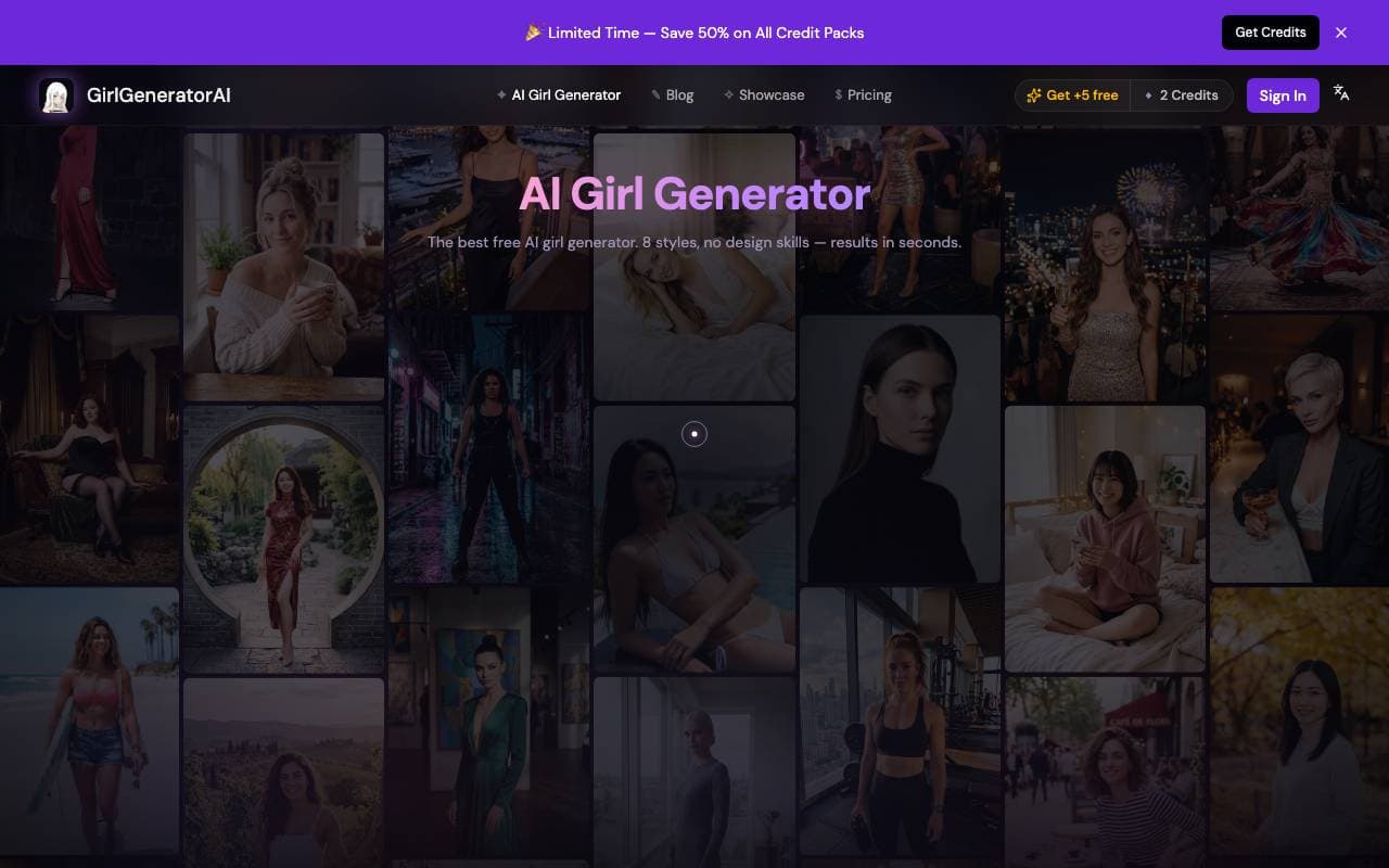 AI Girl Generator interface preview