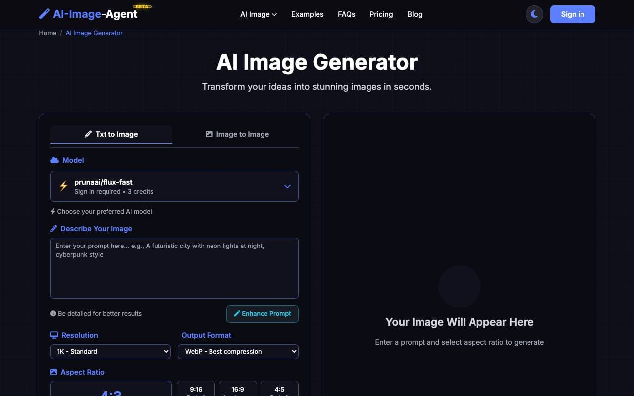 AI-Image-Agent interface preview