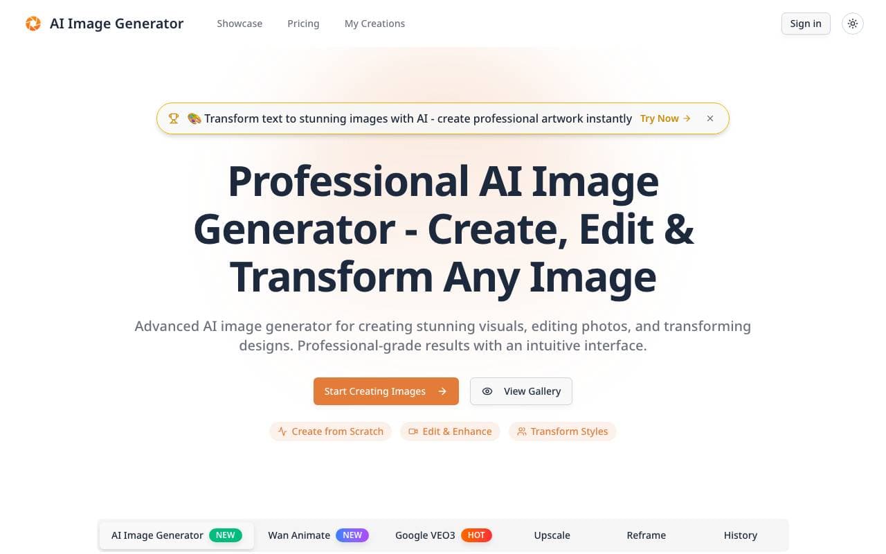 AI Image Generator - Create & Edit Stunning Images interface preview
