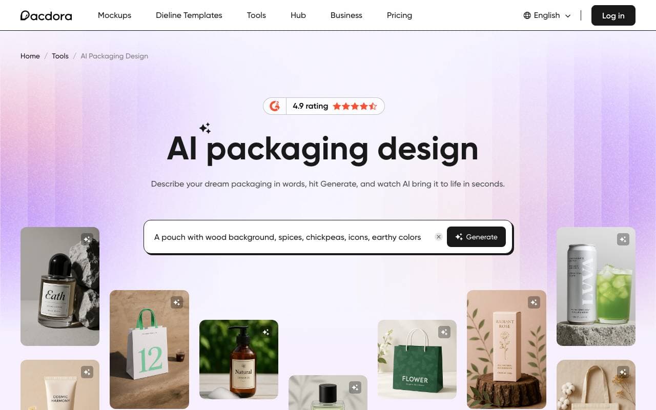 AI-Inspired packaging design interface preview