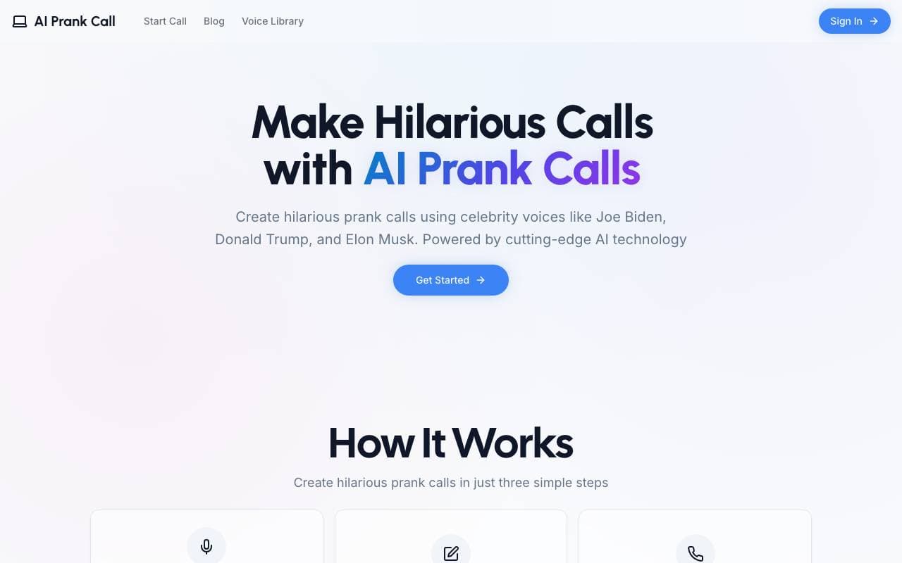 AI Prank Call interface preview
