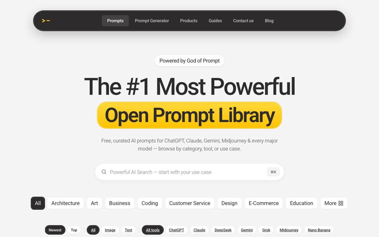 AI prompt library interface preview