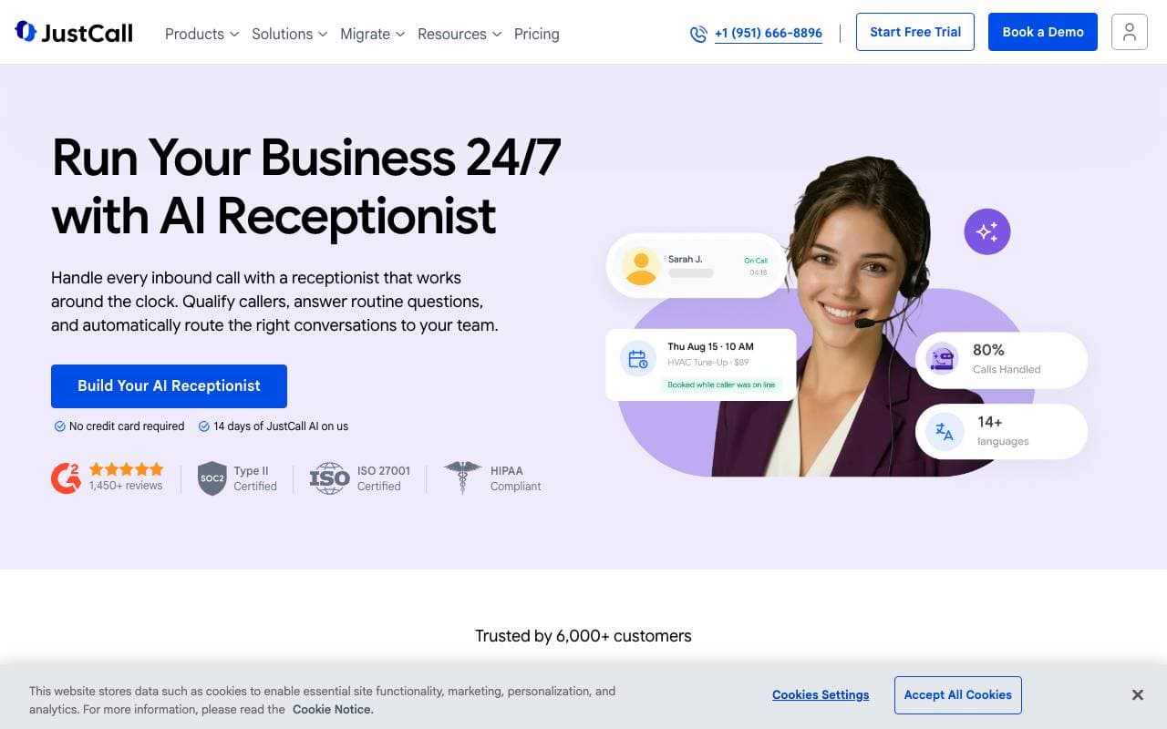 AI Receptionist interface preview