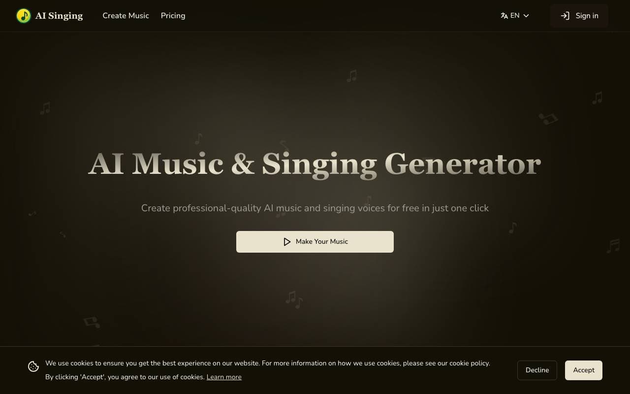 AI Singing interface preview