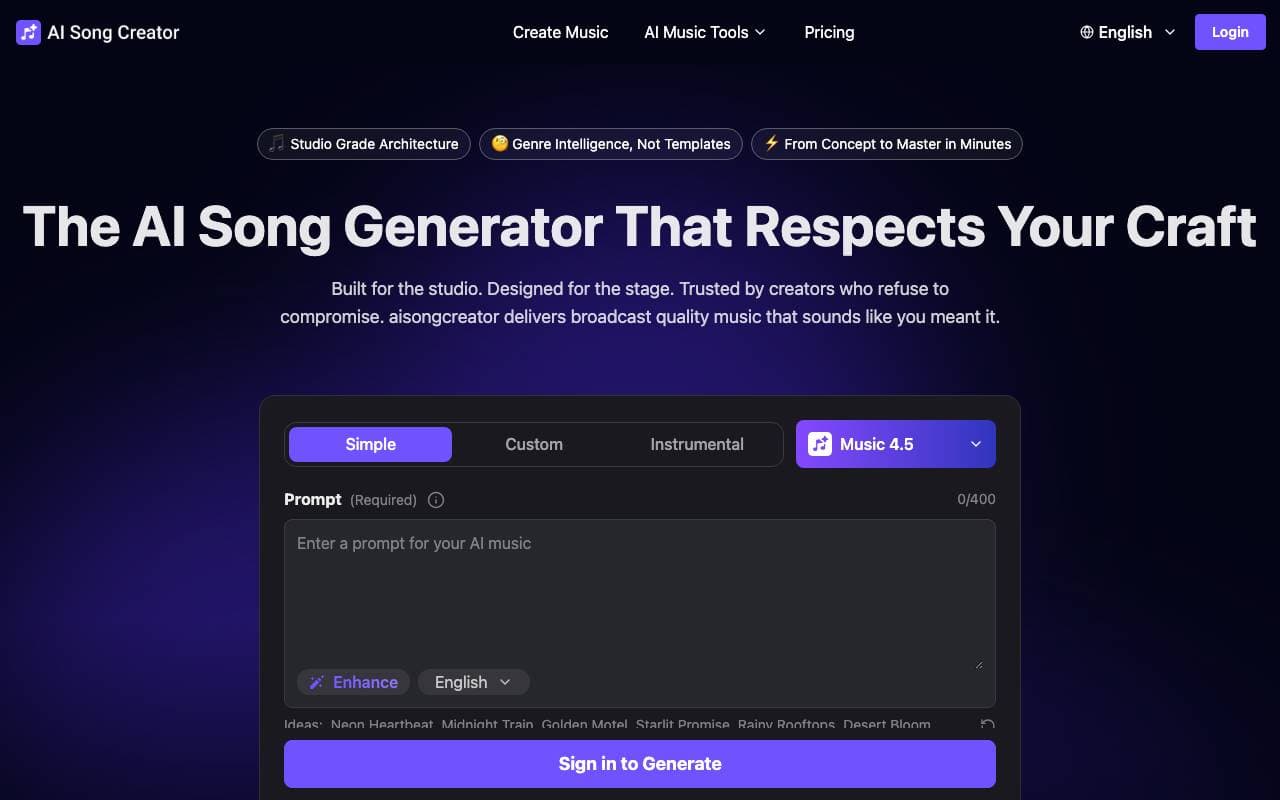 AI Song Creator interface preview