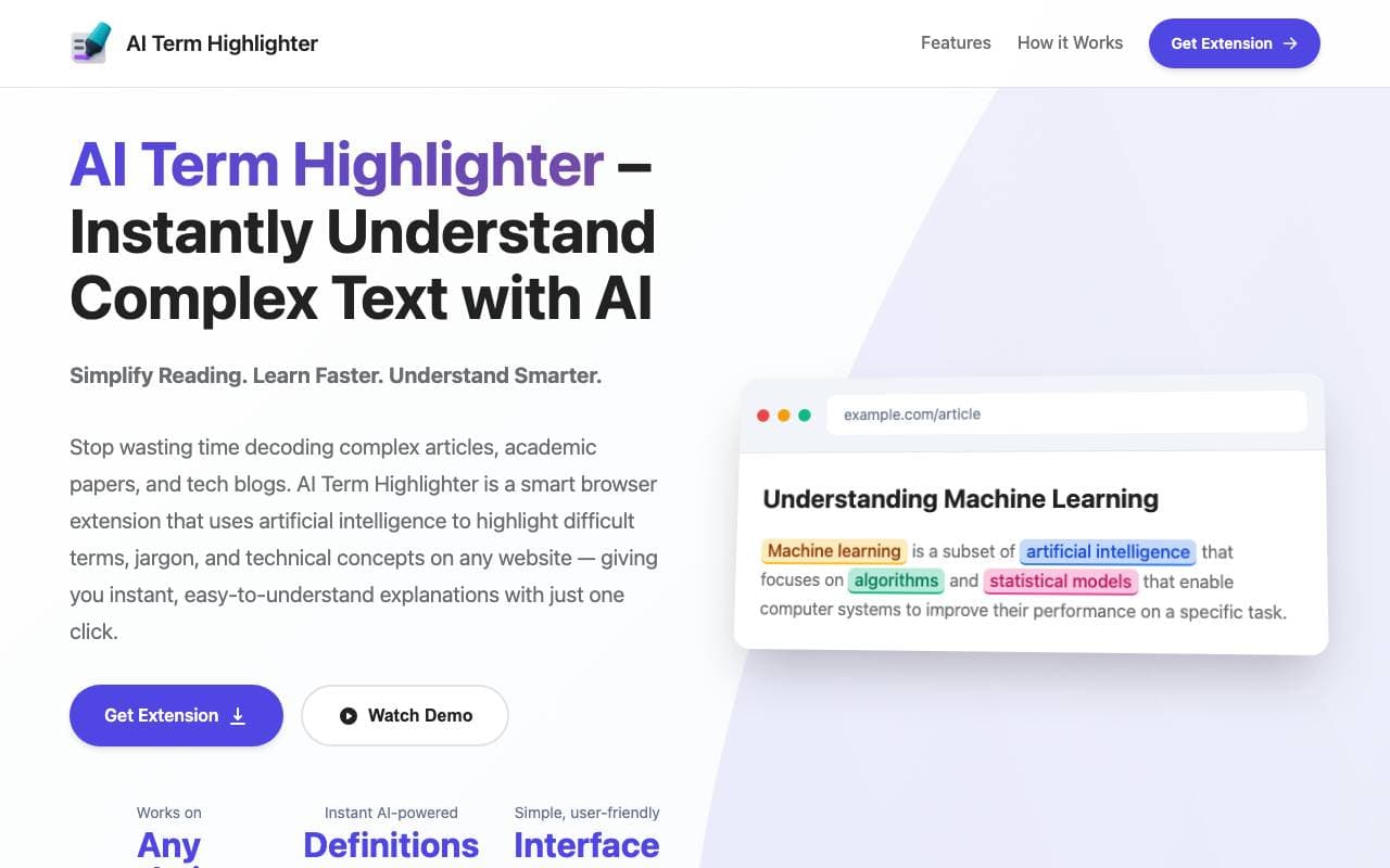 AI Term Highlighter interface preview