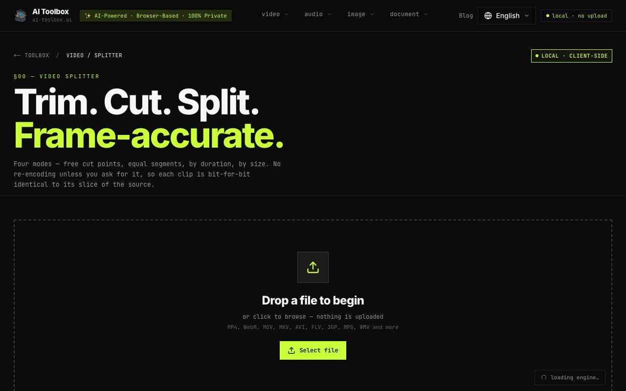AI VIDEO SPLITTER interface preview