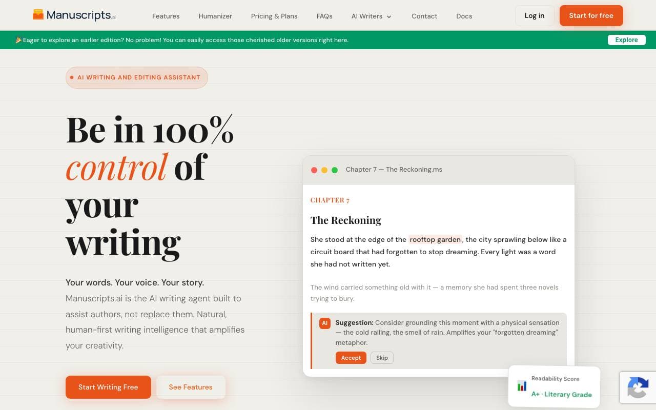 AI Writer interface preview
