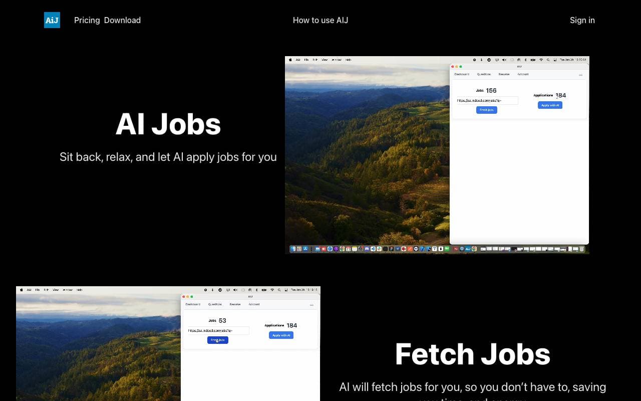 AIJ - AI Jobs interface preview