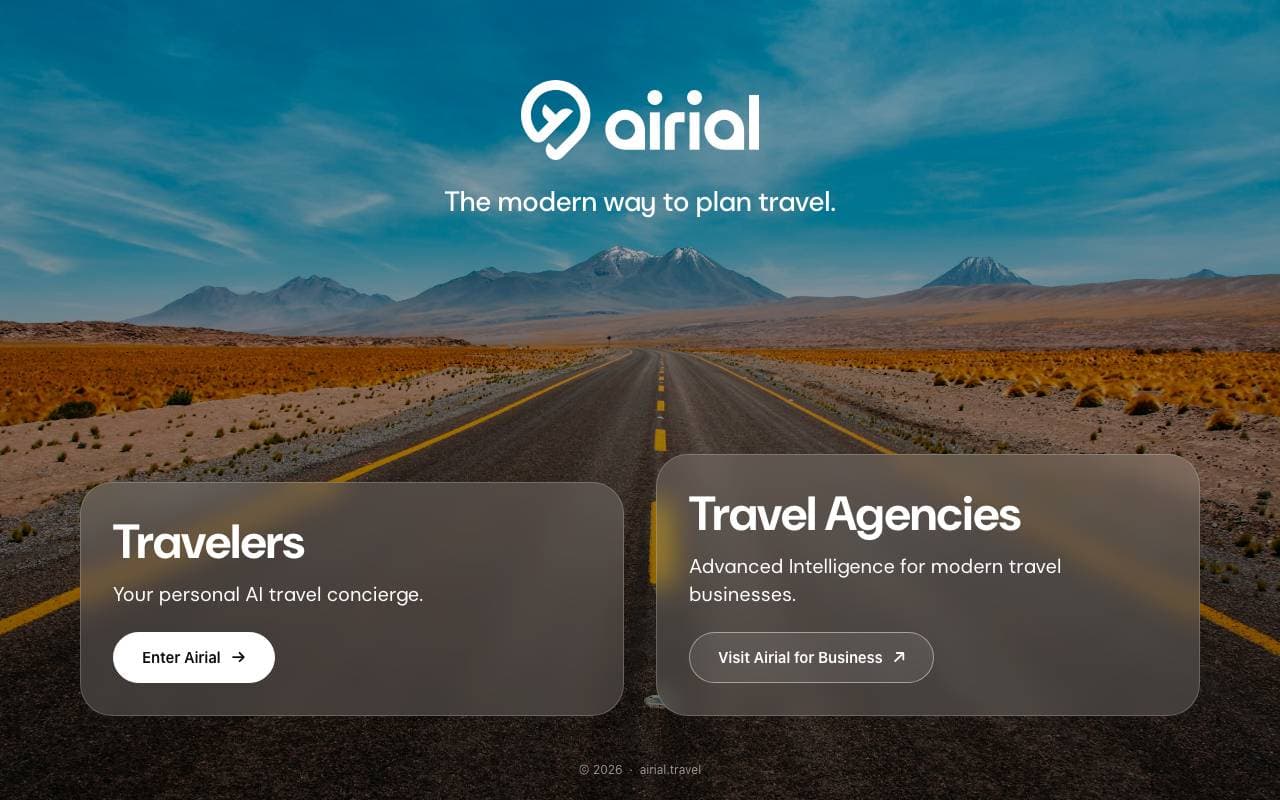 Airial Travel interface preview