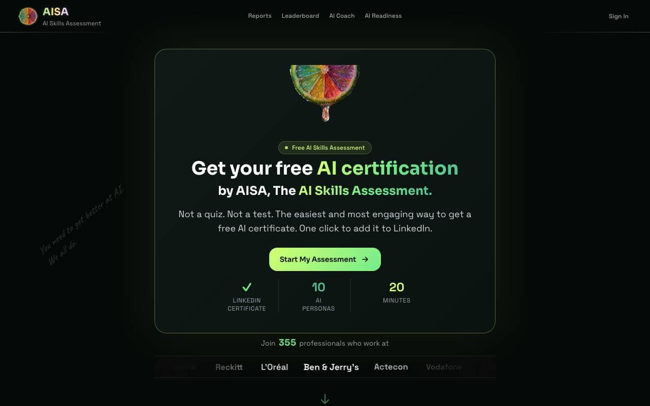 AISA — The AI Skills Assessment interface preview