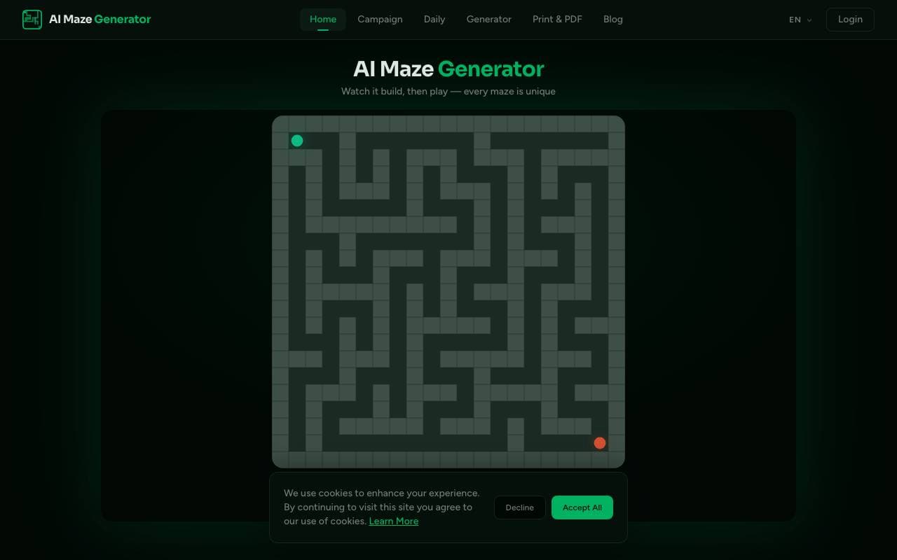 Al Maze Generator interface preview