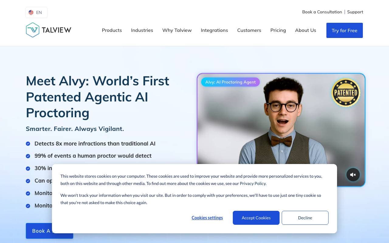 Alvy AI Proctoring Agent interface preview