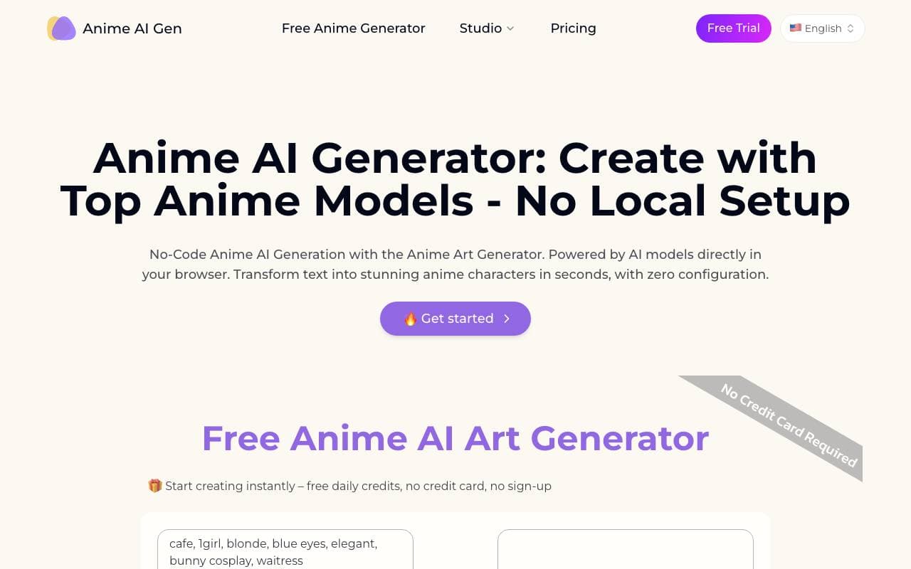 Anime AI Generator interface preview
