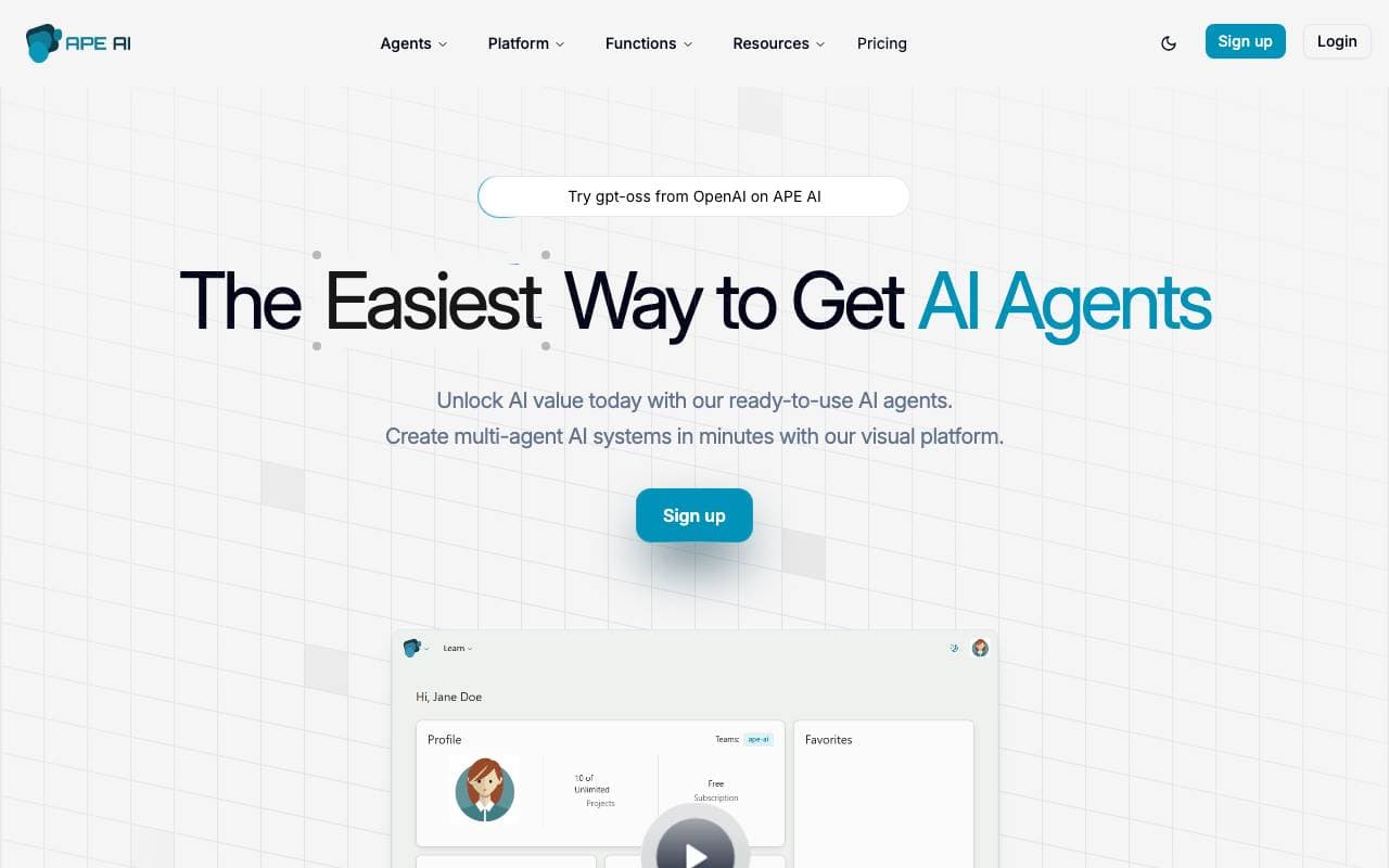 APE AI interface preview