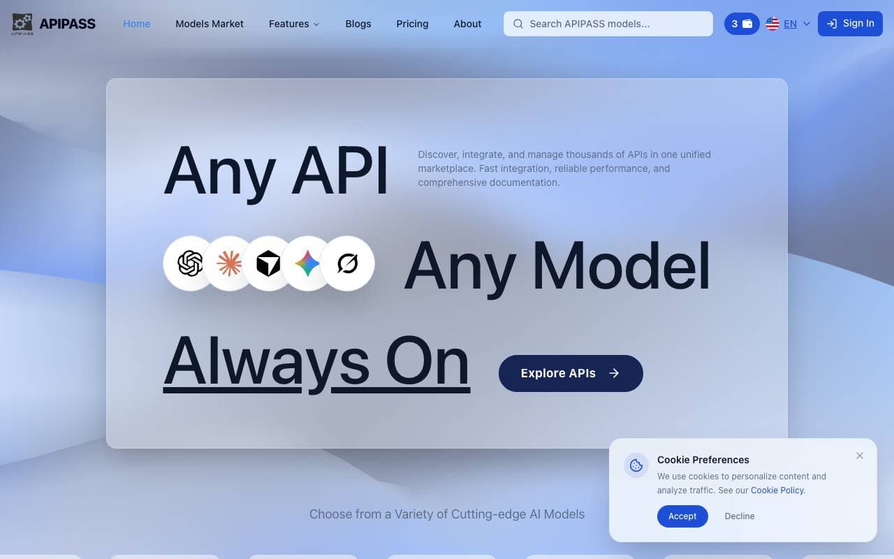 APIPASS API Marketplace interface preview