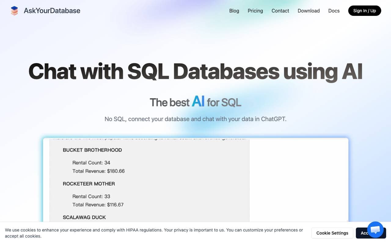 AskYourDatabase interface preview