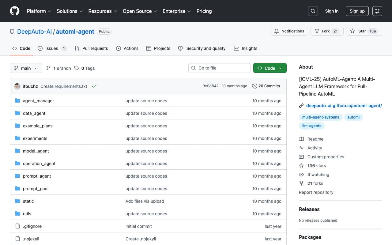 AutoML-Agent interface preview