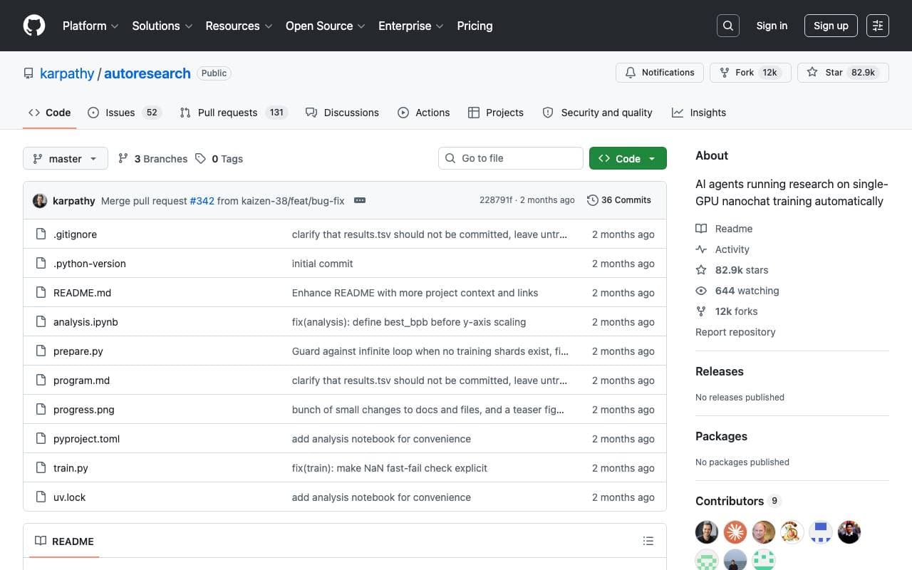 Autoresearch interface preview