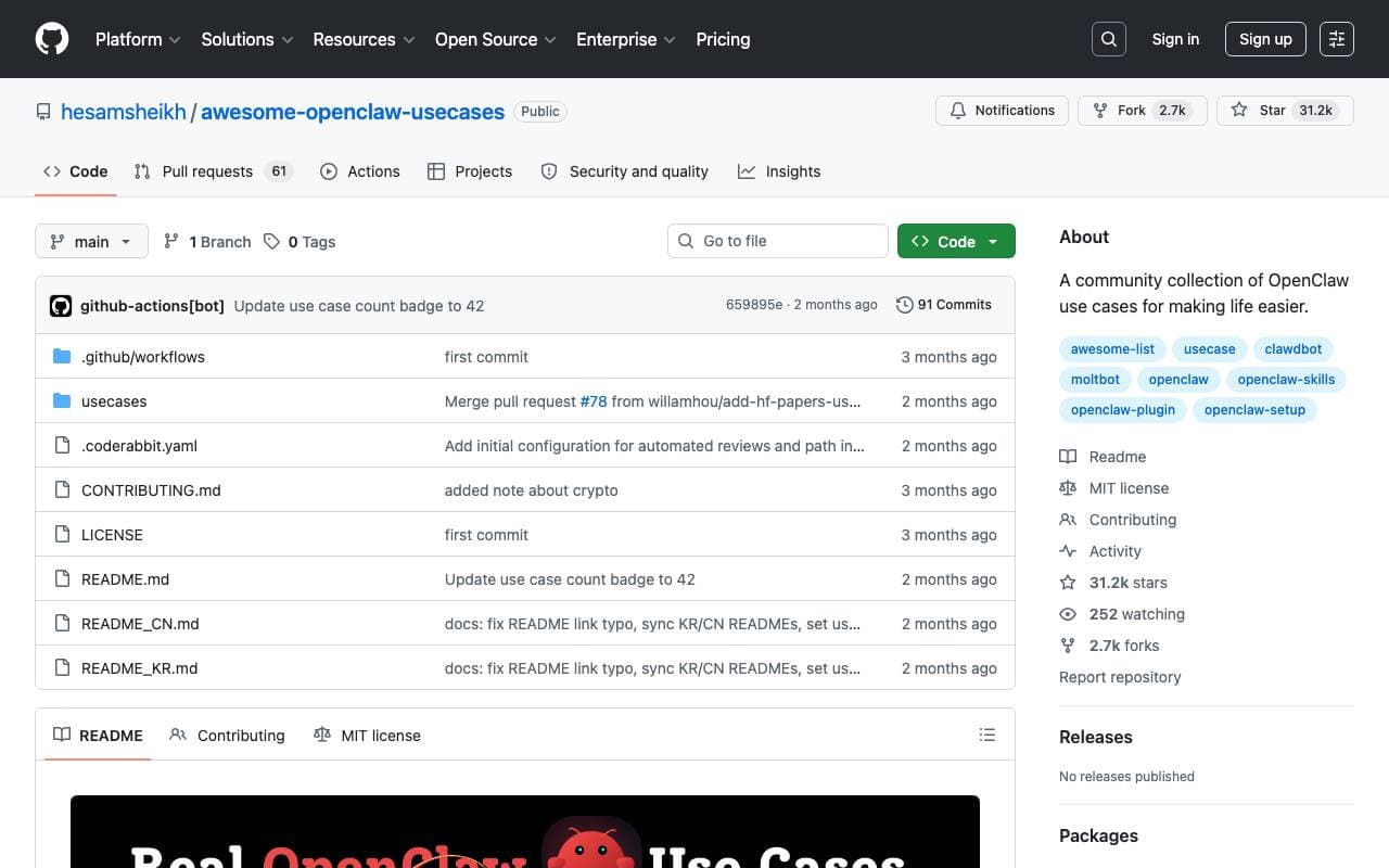 Awesome OpenClaw Use Cases interface preview