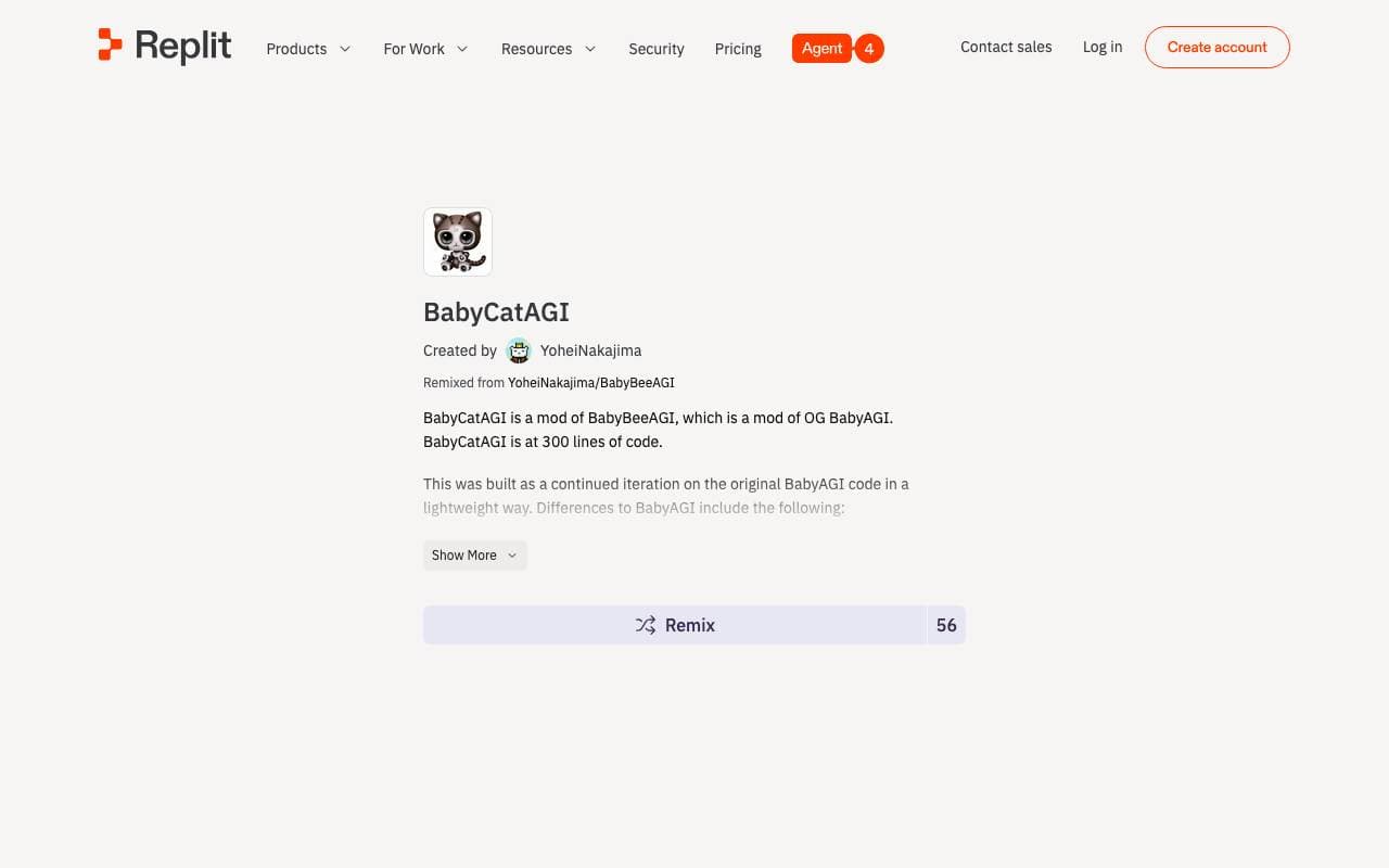 BabyCatAGI interface preview