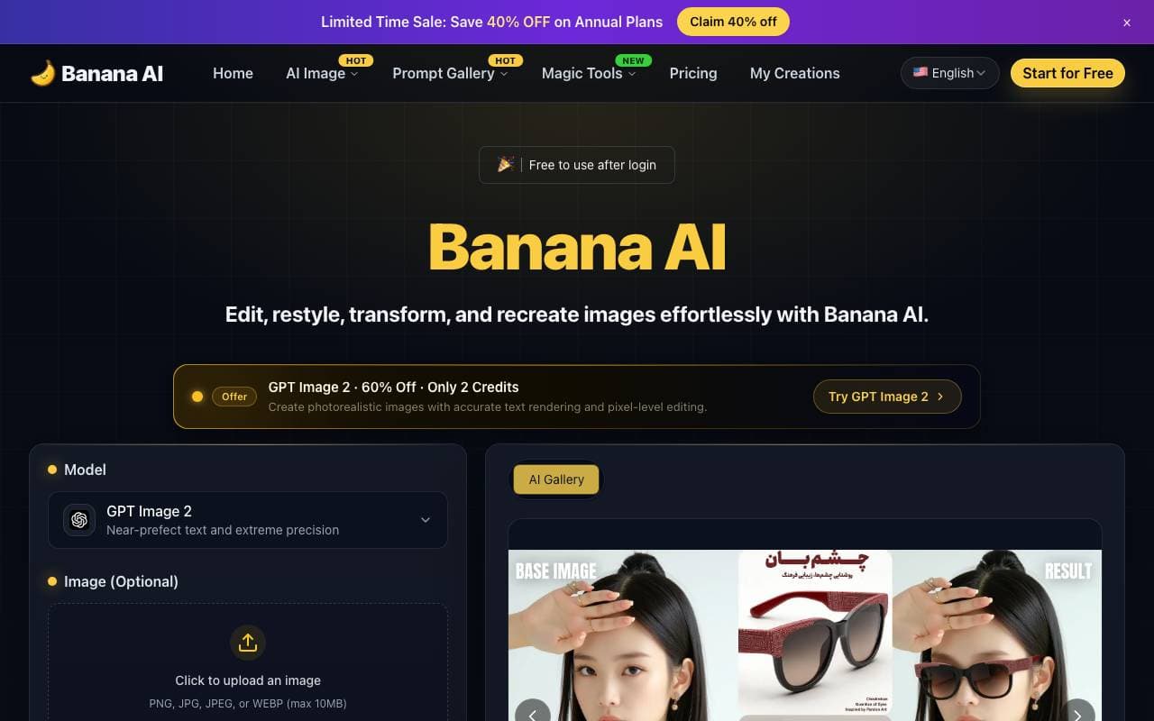 Banana AI – Free AI Photo Editor interface preview