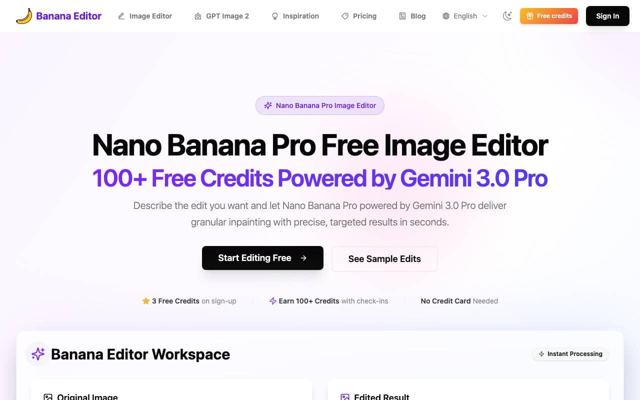 Banana Editor interface preview