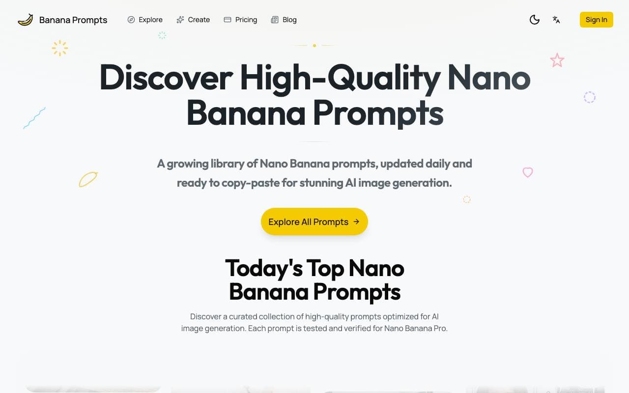 Banana Prompts interface preview