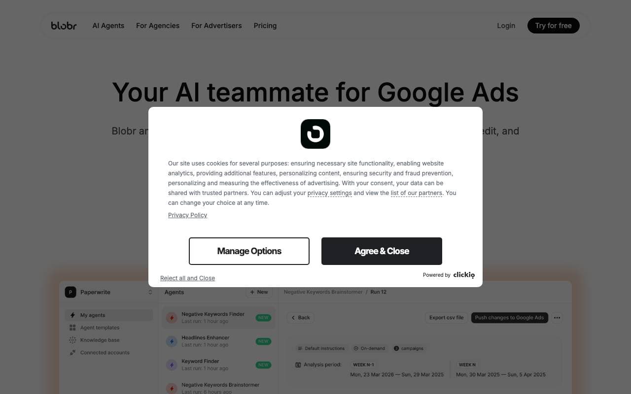 Blobr AI interface preview